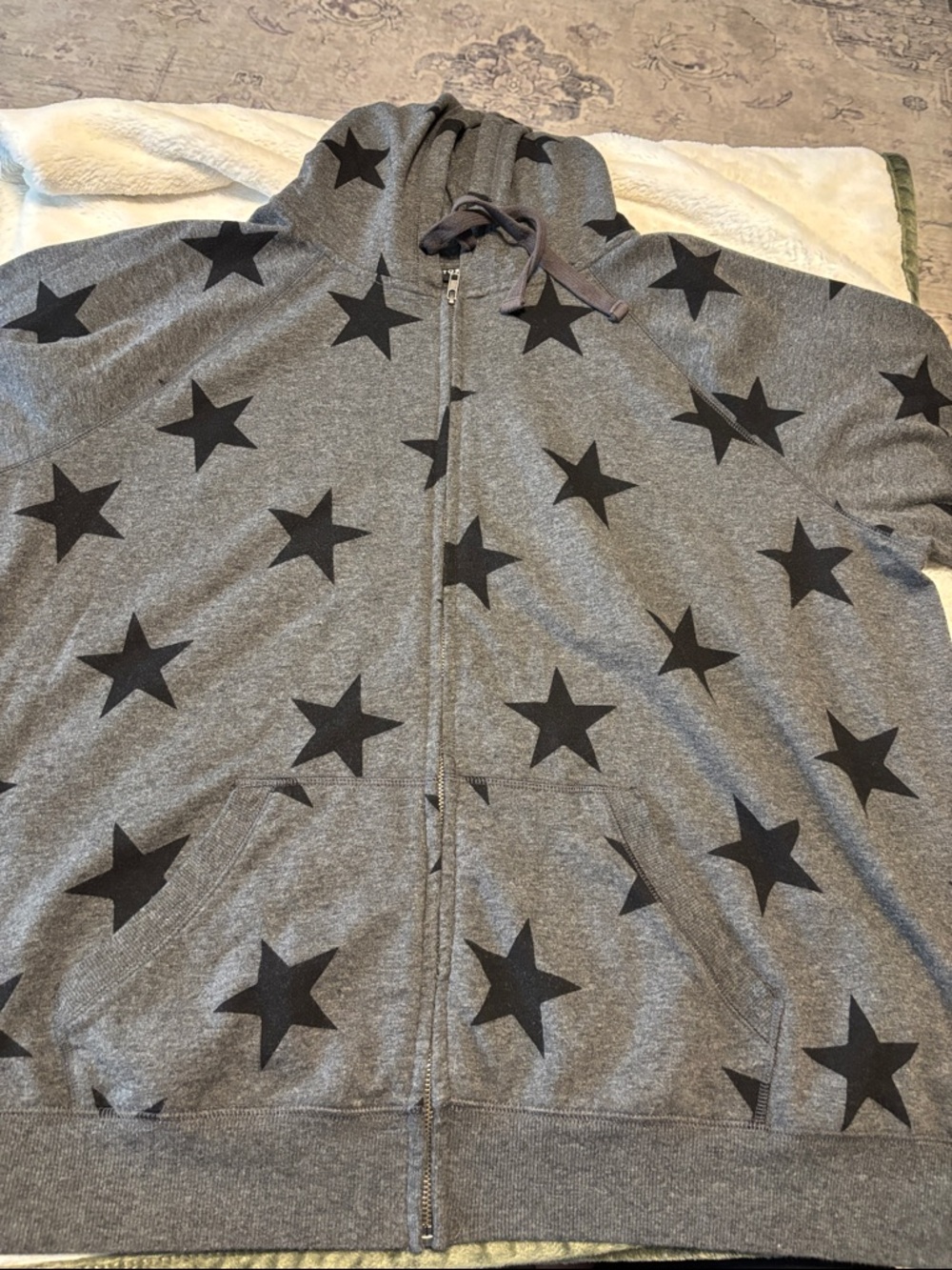 torrid Gray Star-Print Zip Hoodie Jacket